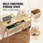 Rattan Console Table with 2 Storage Drawers, Rattan Entryway Table with Natural Rattan Sliding Door, Console Sofa Table for Livi