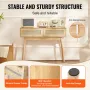 Rattan Console Table with 2 Storage Drawers, Rattan Entryway Table with Natural Rattan Sliding Door, Console Sofa Table for Livi