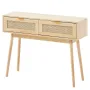 Rattan Console Table with 2 Storage Drawers, Rattan Entryway Table with Natural Rattan Sliding Door, Console Sofa Table for Livi