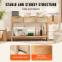 Rattan Console Table with 3 Storage Drawers, Rattan Entryway Table with Natural Rattan Sliding Door, Console Sofa Table for Livi