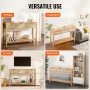 Rattan Console Table with 3 Storage Drawers, Rattan Entryway Table with Natural Rattan Sliding Door, Console Sofa Table for Livi