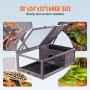 Tortoise Habitat, Wooden Tortoise House Indoor & Outdoor, Tortoise Enclosure with Hanging Light Stand, 2-Room Reptile Enclosure 