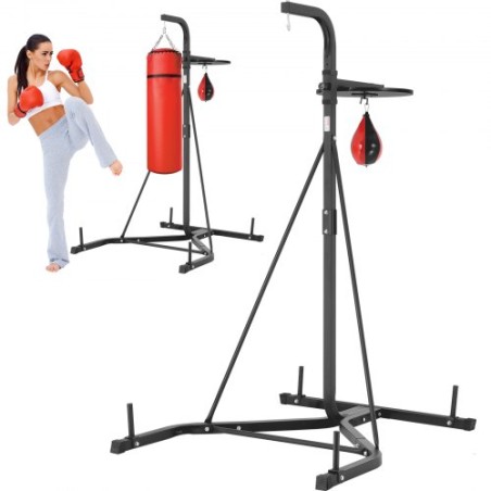 2 in 1 Punching Bag Stand, Steel Heavy Duty Workout Equipment, Adjustable Height Boxing Punching Bag and Speed Bag Stand,
