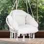 Hanging Hammock Swing Chair, Macramé Hanging Chair with Cushion and Mounting Hardware, Cotton Rope Swing Chair for Bedroom, Balc