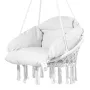 Hanging Hammock Swing Chair, Macramé Hanging Chair with Cushion and Mounting Hardware, Cotton Rope Swing Chair for Bedroom, Balc