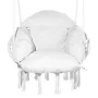 Hanging Hammock Swing Chair, Macramé Hanging Chair with Cushion and Mounting Hardware, Cotton Rope Swing Chair for Bedroom, Balc