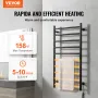 10 Bars Towel Warmer Rack, Wall Mounted Heated Towel Rack for Bathroom, IPX5 Waterpoof Towel Heater Rack with Timer & LED Displa