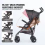 Lightweight Stroller, Compact Easy Fold MultiPosition Recline Canopy Backrest, Carbon Steel Frame, Large Storage Basket, Umbrell
