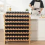 72 Bottle Upgrade Modular Wine Rack, Continuously Store Pinot Bottles, 8-Tier Bamboo Wood Storage Rack, Floor Freestanding Wines