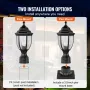 2 Pack Dusk to Dawn Outdoor Post Light, 390 mm, Waterproof Lamp Post Light Fixtures with 3.5 in Pier Mount Base Glass Shade, Lig