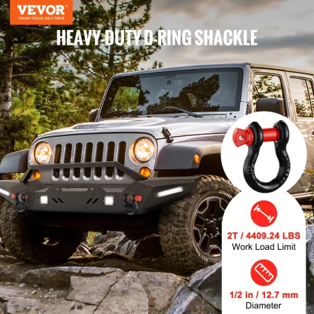 4 Pack 12.7 mm D Ring Shackle with 15.9 mm Screw Pin 8 Ton Break Strength