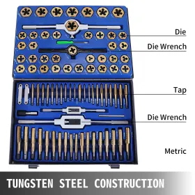 86 PICS Tap and Die Set, Machinist Standard Tapered & Plug Hand Tapping, Cutting, Threading, Forming, and Chasing Thread Kit