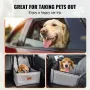 Dog Car Seat, Dog Booster Seat for Car with Support Frame, Pet Car Seat with Clip-On Safety Leash, Cotton Filling, Dog Car Bed f
