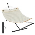 Double Quilted Fabric Hammock Two Person Hammock with Stand 480lb Capacity