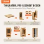 Far Infrared Wooden Sauna, Room Home Sauna Spa for 1 to 2 Person, Low EMF Far Infrared Hemlock Wood Sauna with Tempered Glass Do