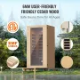Far Infrared Wooden Sauna, Room Home Sauna Spa for 1 to 2 Person, Low EMF Far Infrared Hemlock Wood Sauna with Tempered Glass Do