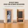 Far Infrared Wooden Sauna, Room Home Sauna Spa for 1 to 2 Person, Low EMF Far Infrared Hemlock Wood Sauna with Tempered Glass Do