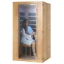 Far Infrared Wooden Sauna, Room Home Sauna Spa for 1 to 2 Person, Low EMF Far Infrared Hemlock Wood Sauna with Tempered Glass Do