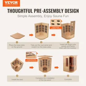 Fjern infrarød træsauna hjemmesauna spa til 2 personer 1850W