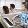 61 Key Folding Keyboard Piano, Bluetooth & MIDI, Portable Electronic Digital Foldable Piano with Sustain Pedal Touch Sensitive L