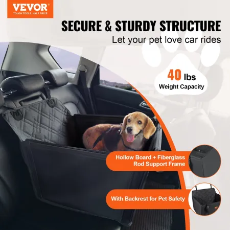 Dog Car Seat, Waterproof Dog Booster Seat for Car with Support Frame, Pet Car Seat with Clip-On Safety Leash, Dog Car Bed for Sm