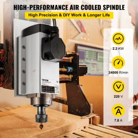 Luftkølet spindelmotor 2,2 kW CNC spindelmotor 220V firkantet luftkølet spindelmotor ER20 Collet 24000 o / min CNC Spindle 6A