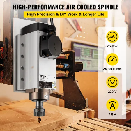 Luftkølet spindelmotor 2,2 kW CNC spindelmotor 220V firkantet