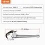Pipe Wrench, 18" Aluminum Straight Pipe Wrench, Automatic Jaw Adjustment, Adjustable Plumbing Wrench, Easy to Carry, Ergonomic H