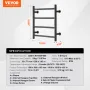 4 Bars Towel Warmer Rack, Wall Mounted Heated Towel Rack for Bathroom, IPX5 Waterpoof Towel Heater Rack with Timer & LED Display