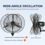Mist Fan, 24.2 inch Oscillating Waterproof Fan, 3 Speeds, 7000 CFM, Commercial or Residential Fan for Cooling Warehouse, Greenho