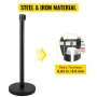 Crowd Control Stanchion, Set of 4 Pieces Stanchion Set, Stanchion Set with 6.6 ft/2 m Black Retractable Belt, Black Crowd