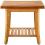 Teak Shower Bench, 20 x 14.3 x 17.9 in, Waterproof Wood Shower Stool with Storage Shelf Non-Slip Foot Pads, 400 lbs Maximum Load