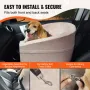 Dog Car Seat, Waterproof Dog Booster Seat for Car with A Storage Pocket, Clip-On Safety Leash and Sponge Filling, Dog Car Bed fo