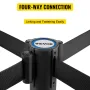 Crowd Control Stanchion, Set of 4 Pieces Stanchion Set, Stanchion Set with 6.6 ft/2 m Black Retractable Belt, Black Crowd