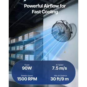 Industrial Wall Fan Metal 44.6 cm Fan 3 Speeds