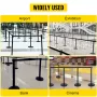 Crowd Control Stanchion, Set of 4 Pieces Stanchion Set, Stanchion Set with 6.6 ft/2 m Black Retractable Belt, Black Crowd