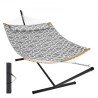 Two Person Hammock with Stand Included, Double Hammock with Curved Spreader Bar and Detachable Pillow and Portable Carrying