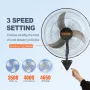 Wall Fan, 19 inch Oscillating Wall Fan, 4650 CFM, 3 Speeds, Commercial or Residential Fan for Cooling Warehouse, Greenhouse, Wor