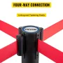 Crowd Control Stanchion, Set of 6 Pieces Stanchion Set, Stanchion Set with 6.6 ft/2 m Red Retractable Belt, Black Crowd Control 