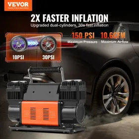 10.6CFM Portable Tire Inflator Dual-Cylinder Air Compressor 12V 150psi