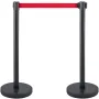 Crowd Control Stanchion, Set of 6 Pieces Stanchion Set, Stanchion Set with 6.6 ft/2 m Red Retractable Belt, Black Crowd Control 