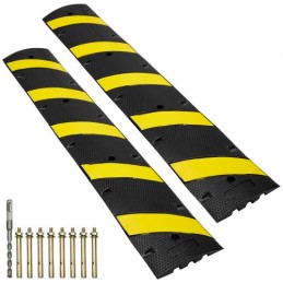 2PCs 6 ft/72'' Rubber Speed Hump, 2 Channel, 22000 lbs Capacity Heavy Duty Traffic Speed Bump, with High Reflective Yellow