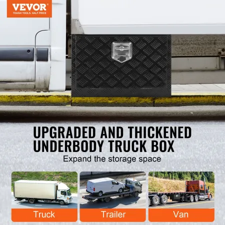Underbody Truck Box, 24" x 12" x 14" Pickup Storage Box, Heavy Duty Aluminum Diamond Plate Tool Box with Lock and Keys, Waterpro
