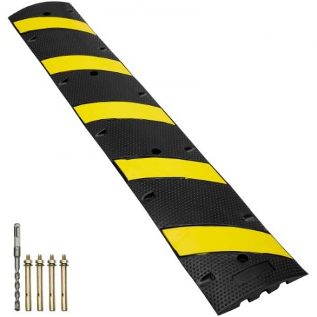 6 ft/72'' Rubber Speed Hump, 2 Channel, 22000 lbs Load Capacity Heavy Duty Traffic Speed Bump, with High Reflective Yellow