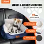 Dog Car Seat, Dog Booster Seat for Car with High Back, A Storage Pocket, Clip-On Safety Leash, PP Cotton Filling, Dog Car Bed fo
