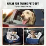 Dog Car Seat, Dog Booster Seat for Car with High Back, A Storage Pocket, Clip-On Safety Leash, PP Cotton Filling, Dog Car Bed fo