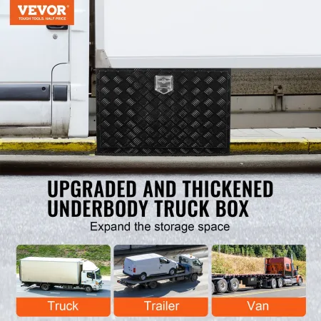 Underbody Truck Box, 48" x 17" x 18" Pickup Storage Box, Heavy Duty Aluminum Diamond Plate Tool Box with Lock and Keys, Waterpro
