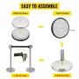 Crowd Control Stanchion, Set of 2 Pieces Stanchion Set, Stanchion Set with 6.6 ft/2 m Black Retractable Belt, Silver Crowd Contr