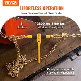 Chain Binder Ratchet Load Binder 1/4"-5/16" 2600 lbs for Tie Down 2 Pack