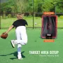 Baseball And Softball Rebounder Net, 3.5 x 4.5 ft 2-in-1 Switch Hitter Pitch Trainer, PitchBack Baseball Pitching Return Trainer